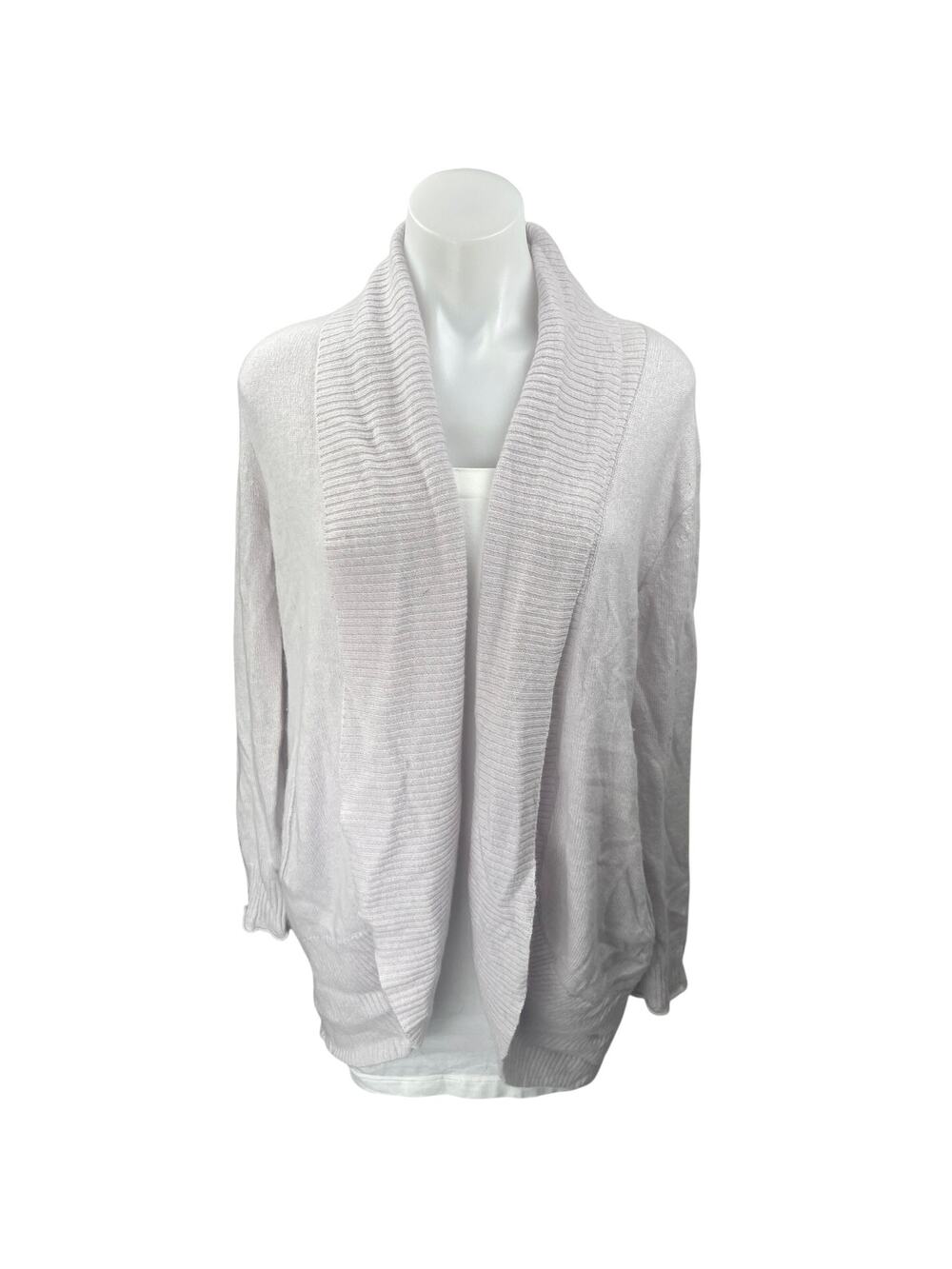 Haven Well Within 100% Cashmere Gray Shawl Collar Open Cardigan Sweater Top Sz S